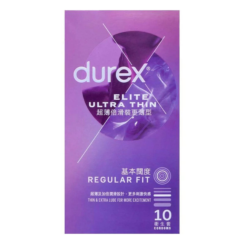 Durex 杜蕾斯 Elite Ultra Thin 超薄陪滑裝更薄型 10 片裝 乳膠安全套 (香港版)