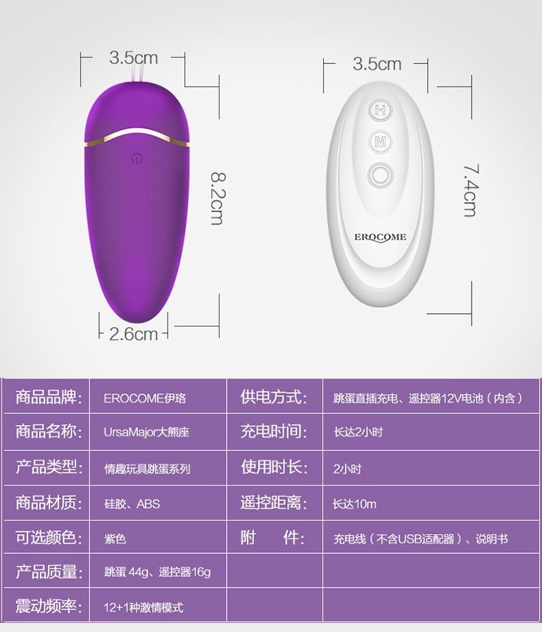 Erocome 小熊座 - 無線遙控震蛋 - 紫色